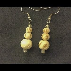 handmade carved dangle earrings